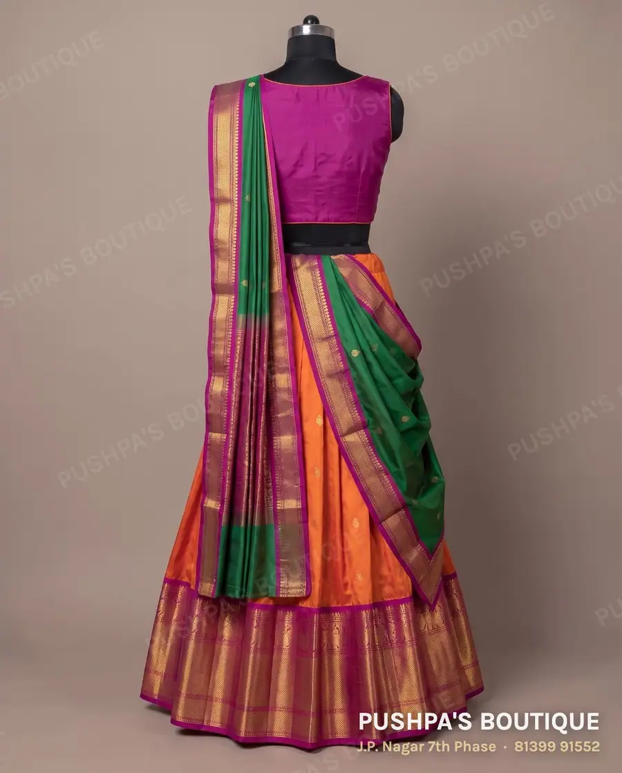 Langa davani (half saree) PB-289, sweetheart neck, sleeveless, photo 2