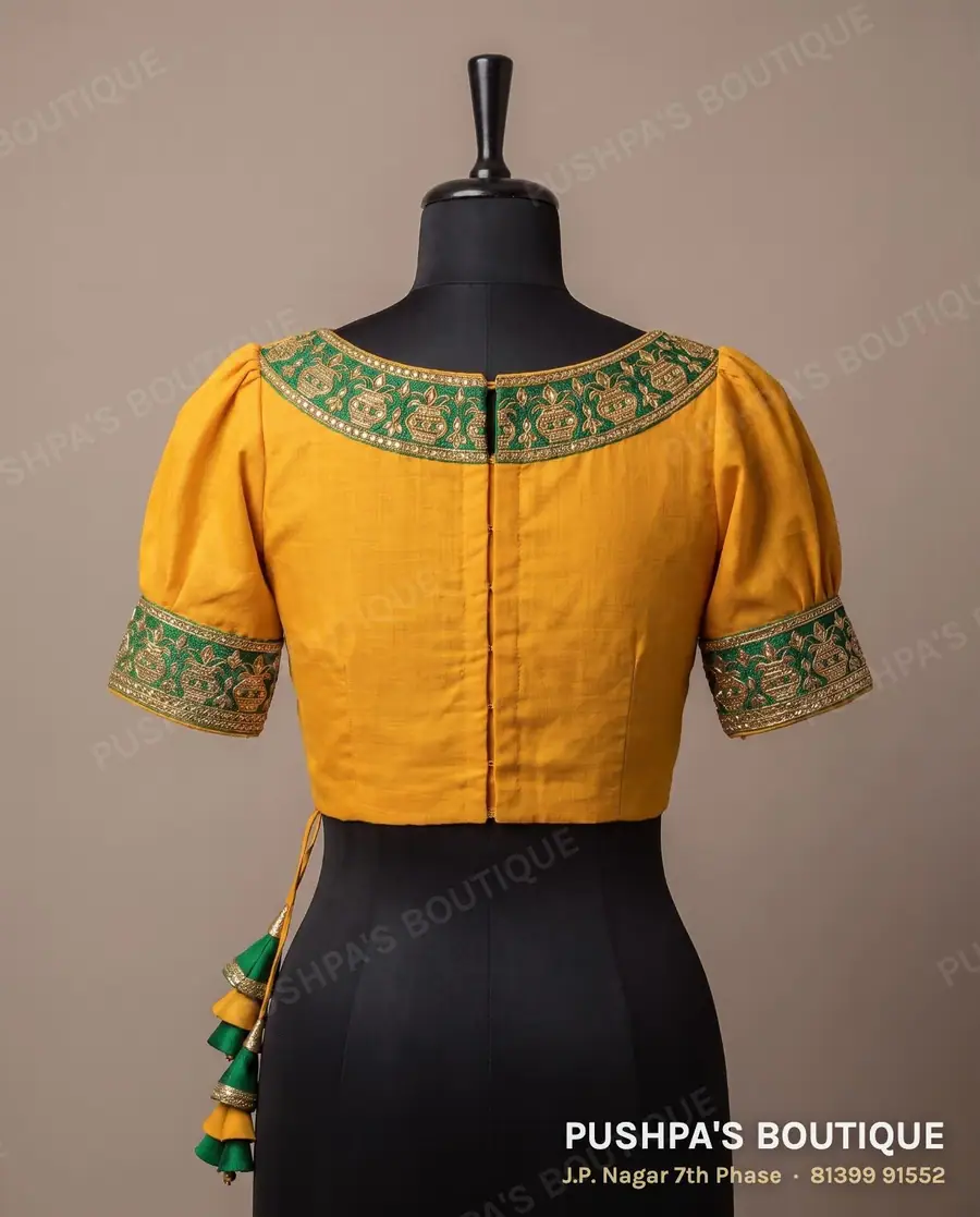 Princess cut blouse PB-298, boat neck, high back, puff sleeve, photo 2