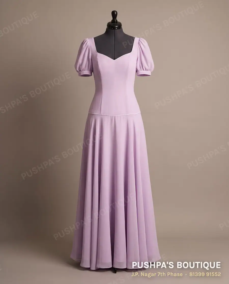 Gown PB-299, sweetheart neck, puff sleeve