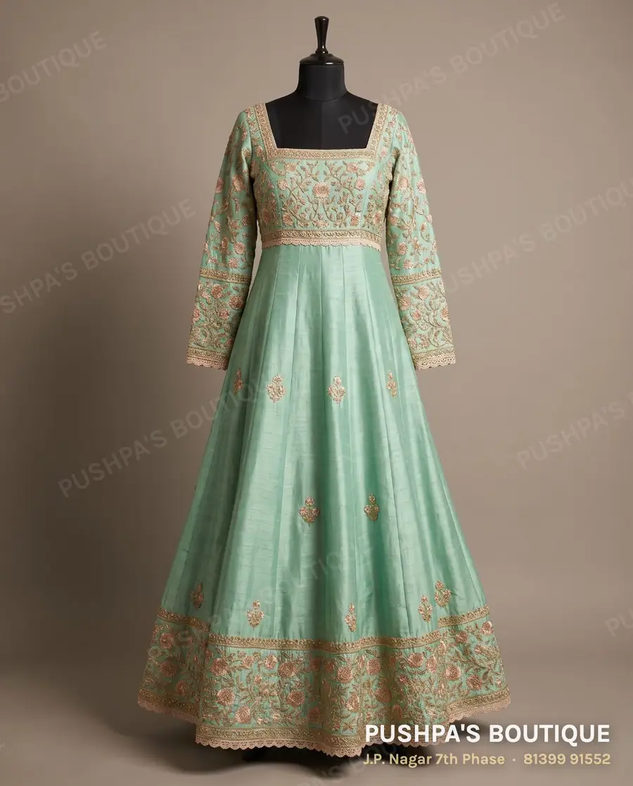 Gown PB-302, square neck, full sleeve
