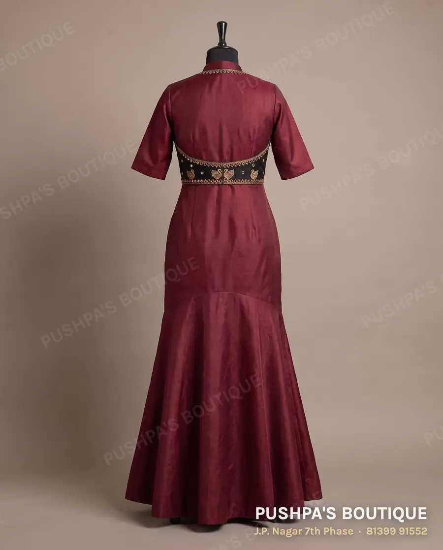Gown PB-304, high neck, elbow sleeve, photo 2