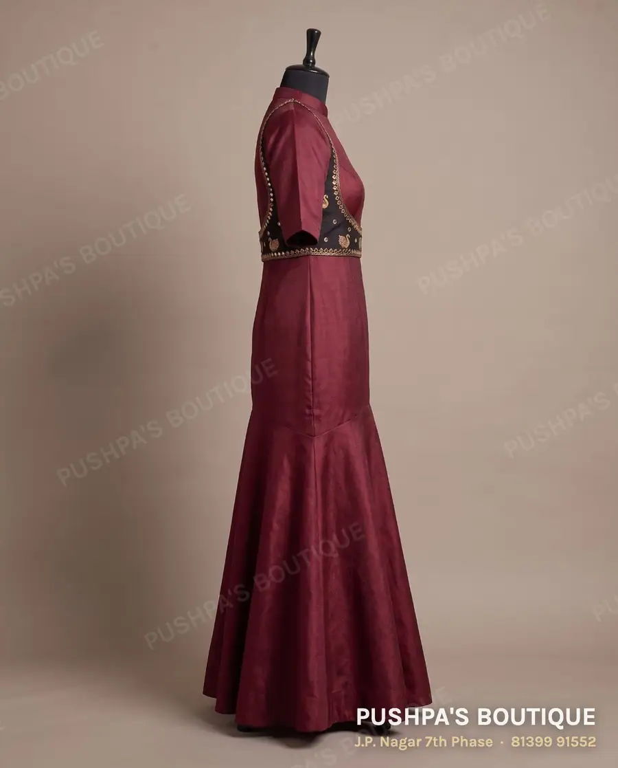 Gown PB-304, high neck, elbow sleeve, photo 3