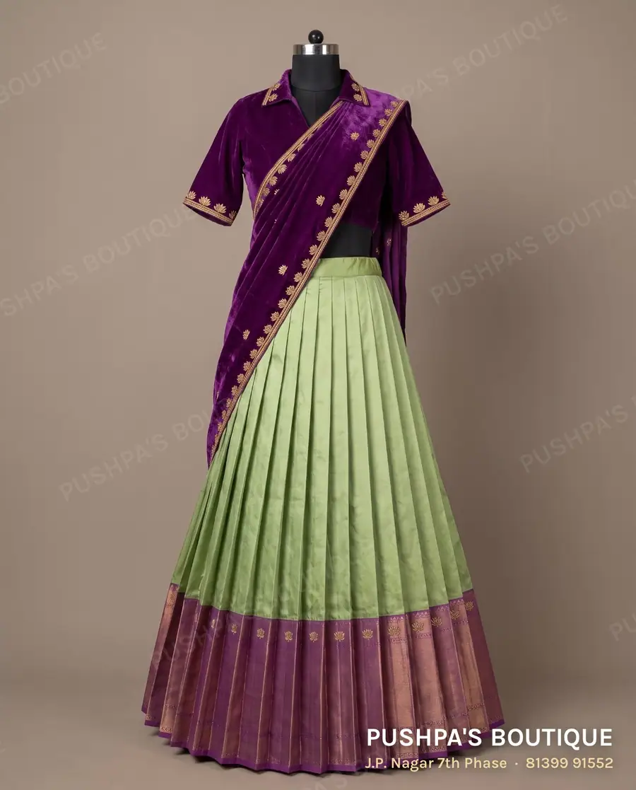 Langa davani (half saree) PB-305, collar, short sleeve