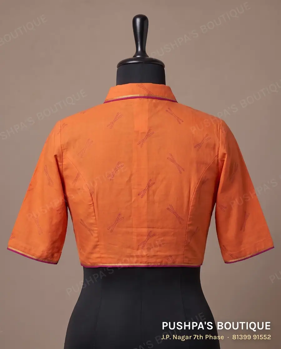 4 dot blouse PB-308, collar, button back, three quarter sleeve, photo 2