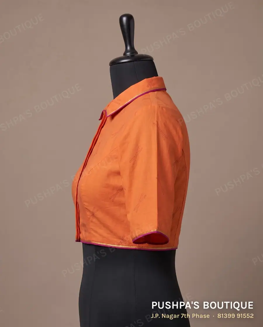 4 dot blouse PB-308, collar, button back, three quarter sleeve, photo 3