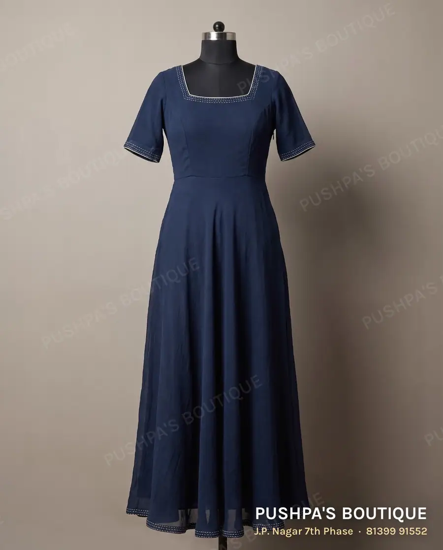 Gown PB-311, square neck, short sleeve