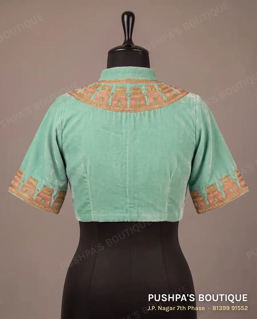 Designer blouse PB-315, high neck, zip back, photo 2