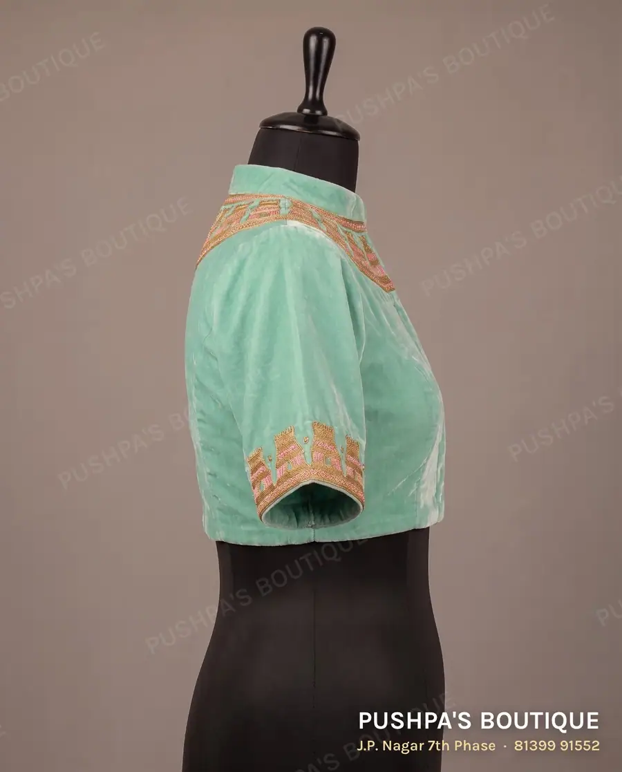Designer blouse PB-315, high neck, zip back, photo 3