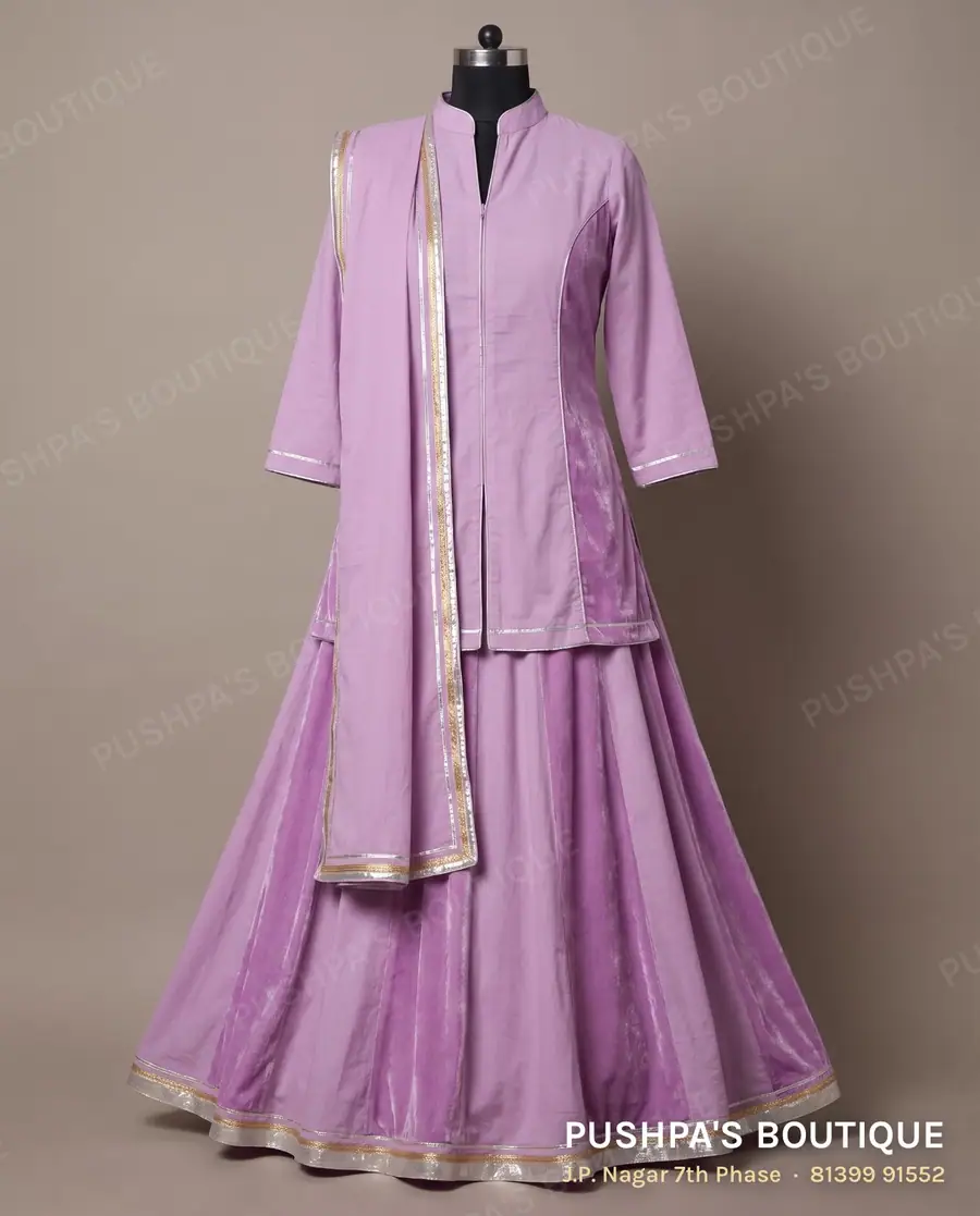 Lehenga PB-317, collar, three quarter sleeve