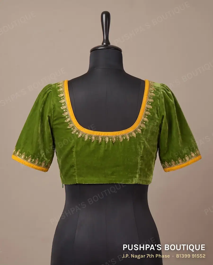 Princess cut blouse PB-318, square neck, zip back, puff sleeve, photo 2