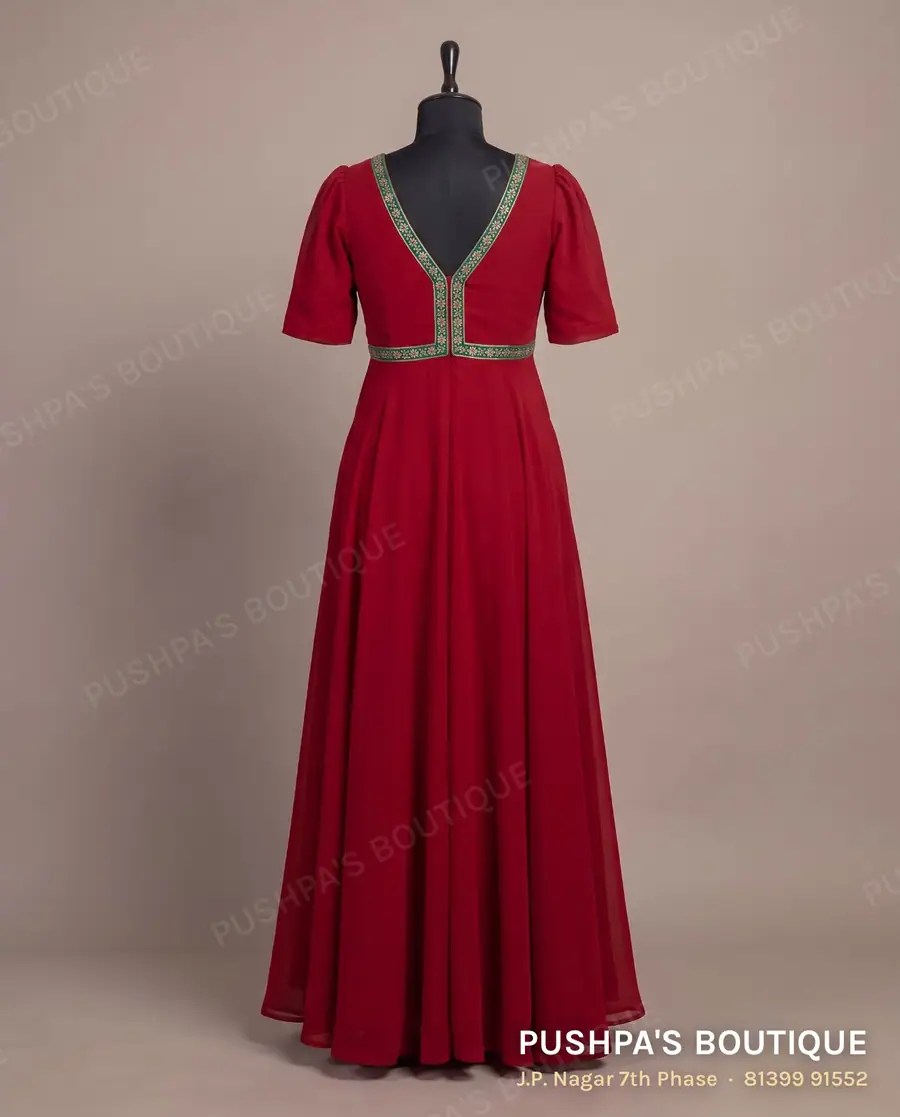 Gown PB-321, V neck, puff sleeve, photo 2