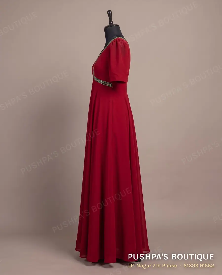 Gown PB-321, V neck, puff sleeve, photo 3