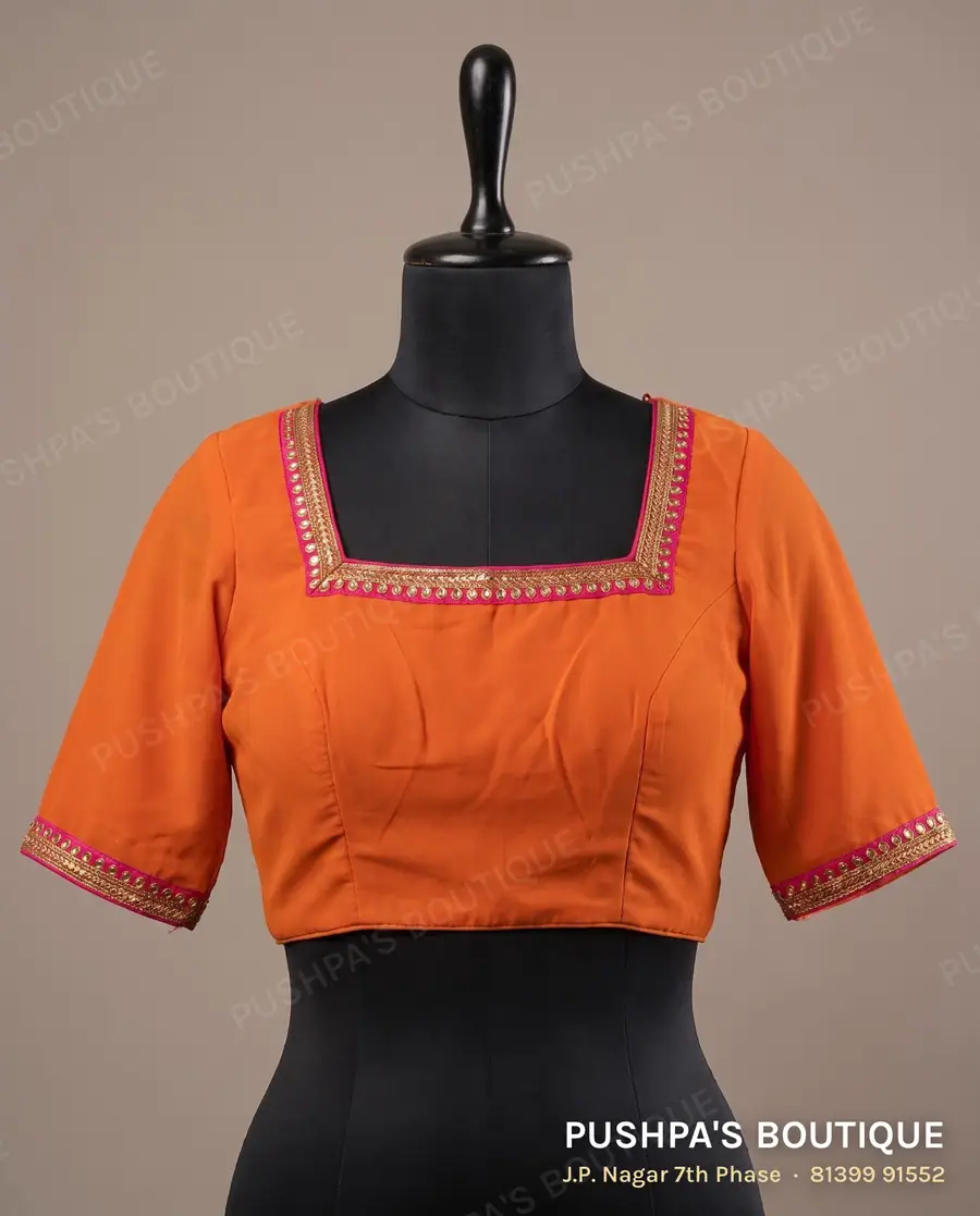 4 dot blouse PB-325, square neck, button back, elbow sleeve