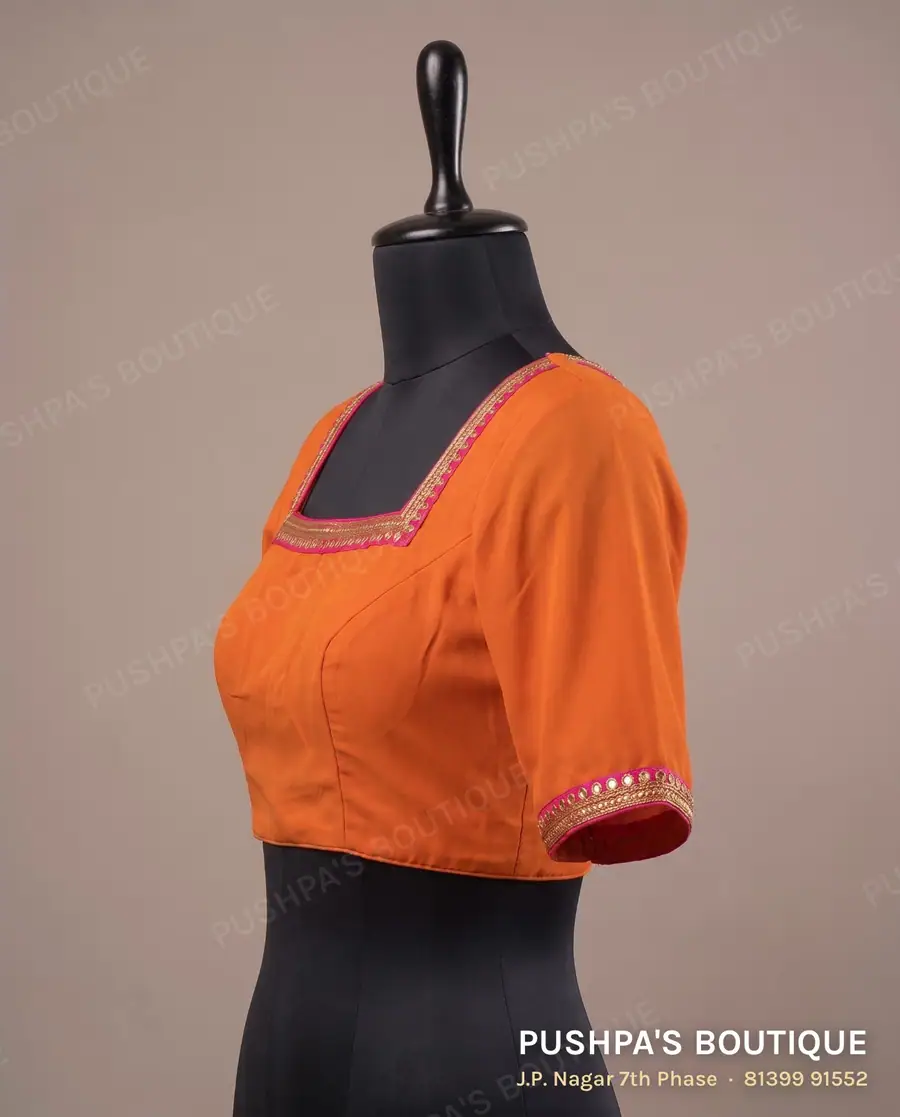 4 dot blouse PB-325, square neck, button back, elbow sleeve, photo 3