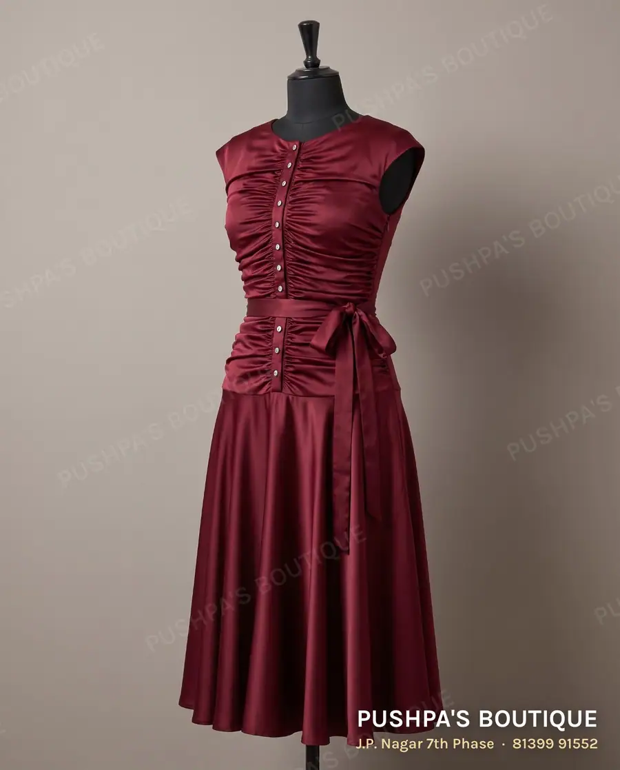 Gown PB-330, round neck, cap sleeve