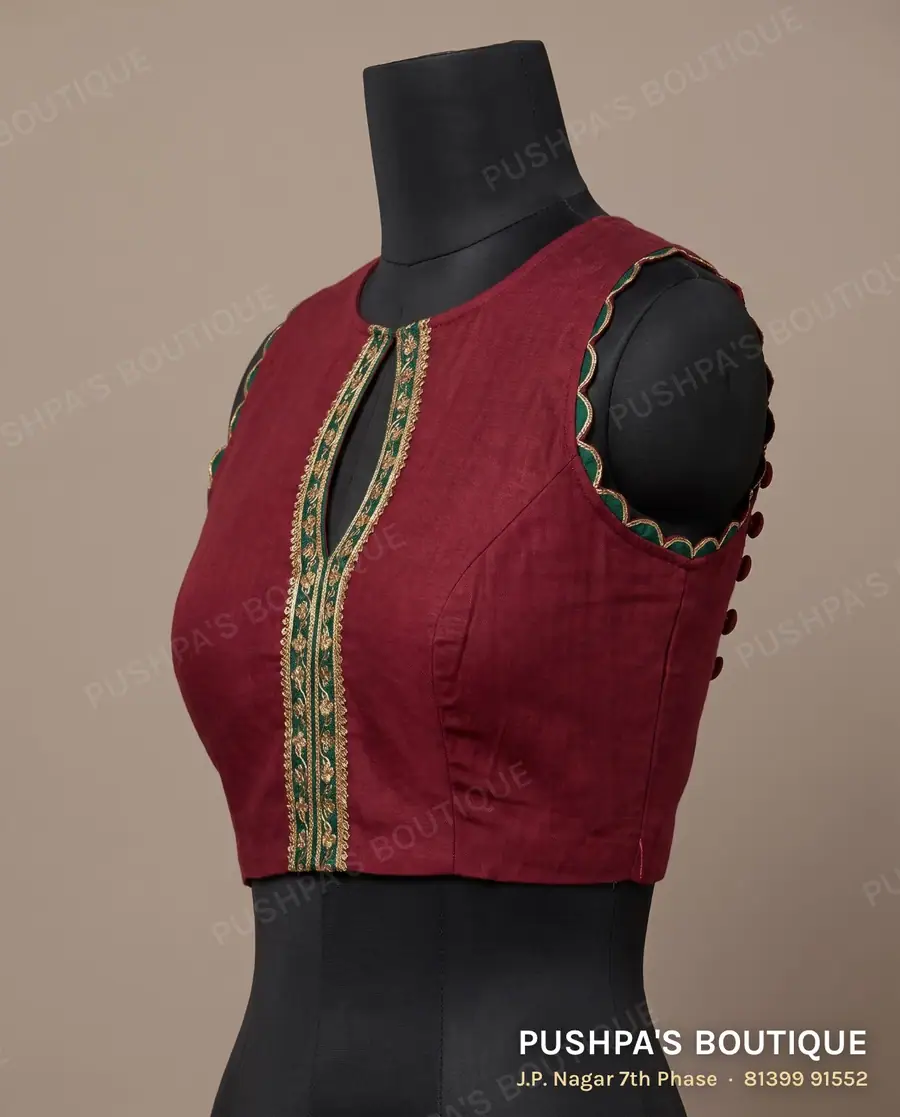Basic blouse PB-332, button back, sleeveless