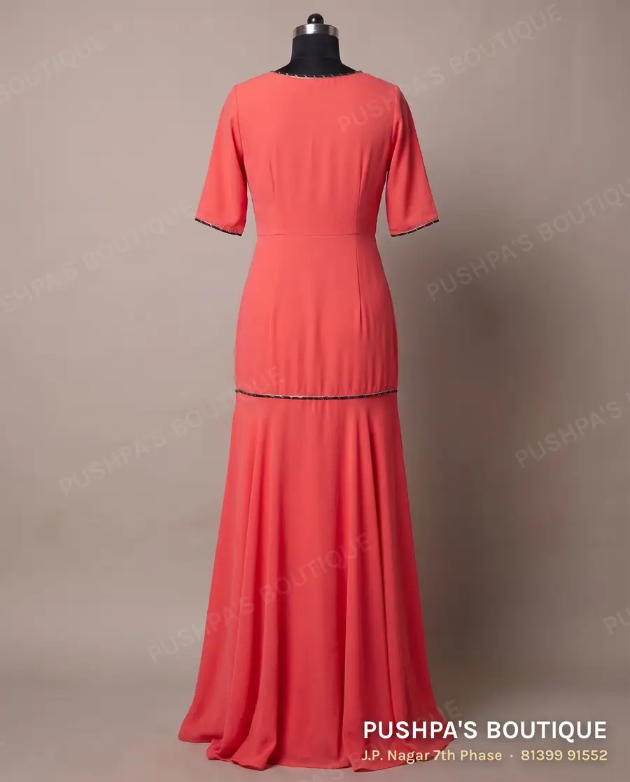 Gown PB-340, round neck, elbow sleeve, photo 2