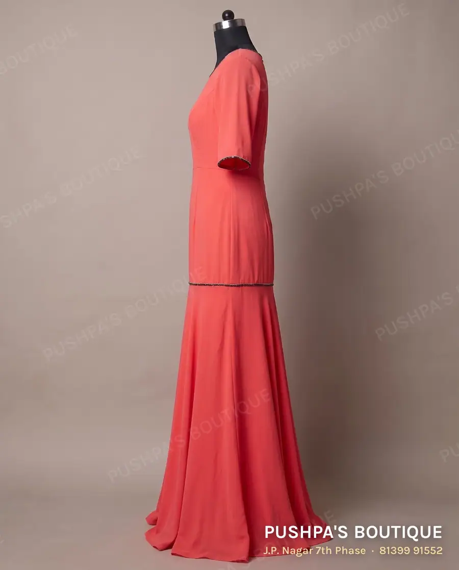 Gown PB-340, round neck, elbow sleeve, photo 3