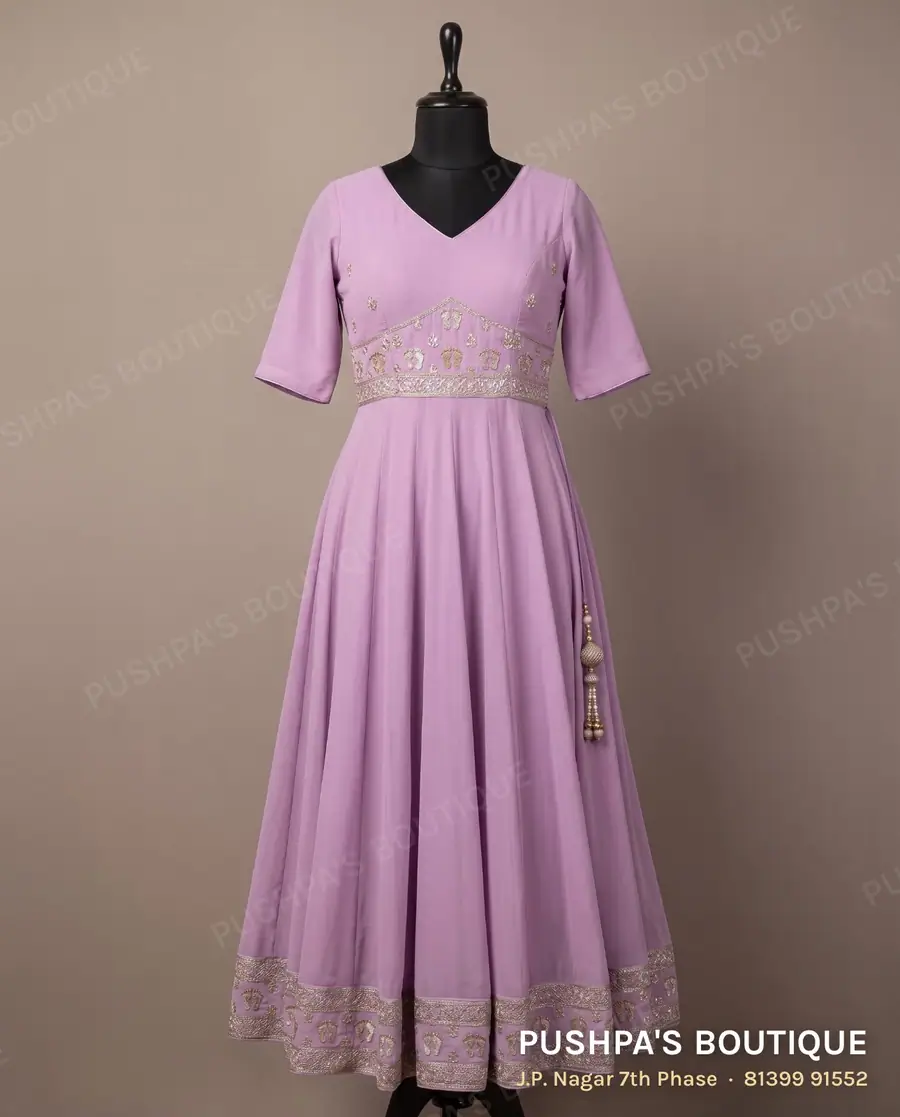 Gown PB-344, V neck, elbow sleeve
