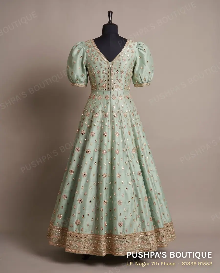 Gown PB-347, V neck, puff sleeve, photo 2