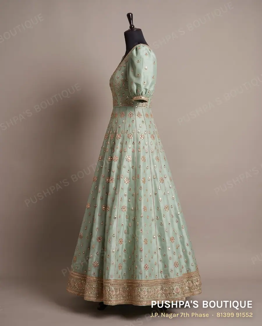 Gown PB-347, V neck, puff sleeve, photo 3