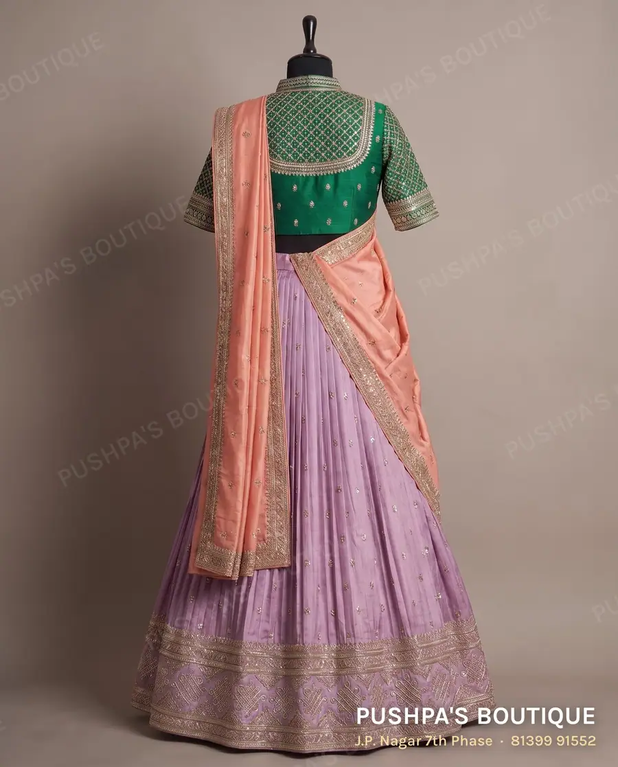 Langa davani (half saree) PB-351, collar, elbow sleeve, photo 2