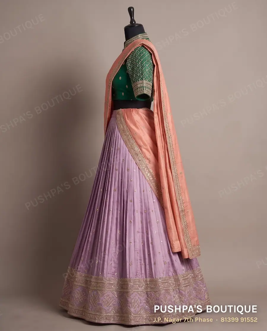 Langa davani (half saree) PB-351, collar, elbow sleeve, photo 3