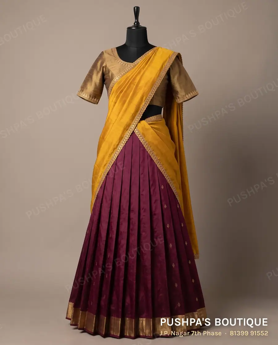 Langa davani (half saree) PB-353, round neck, short sleeve
