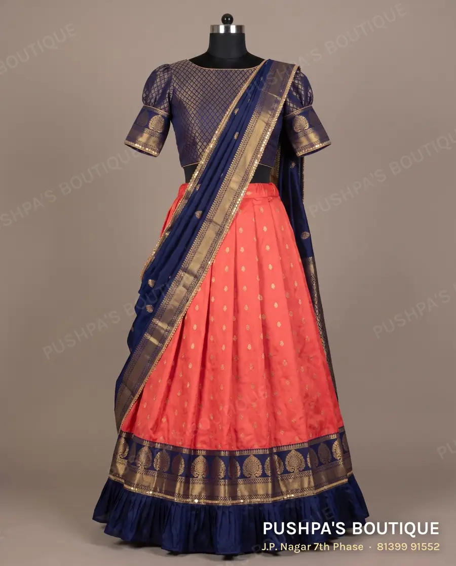 Langa davani (half saree) PB-356, boat neck, puff sleeve