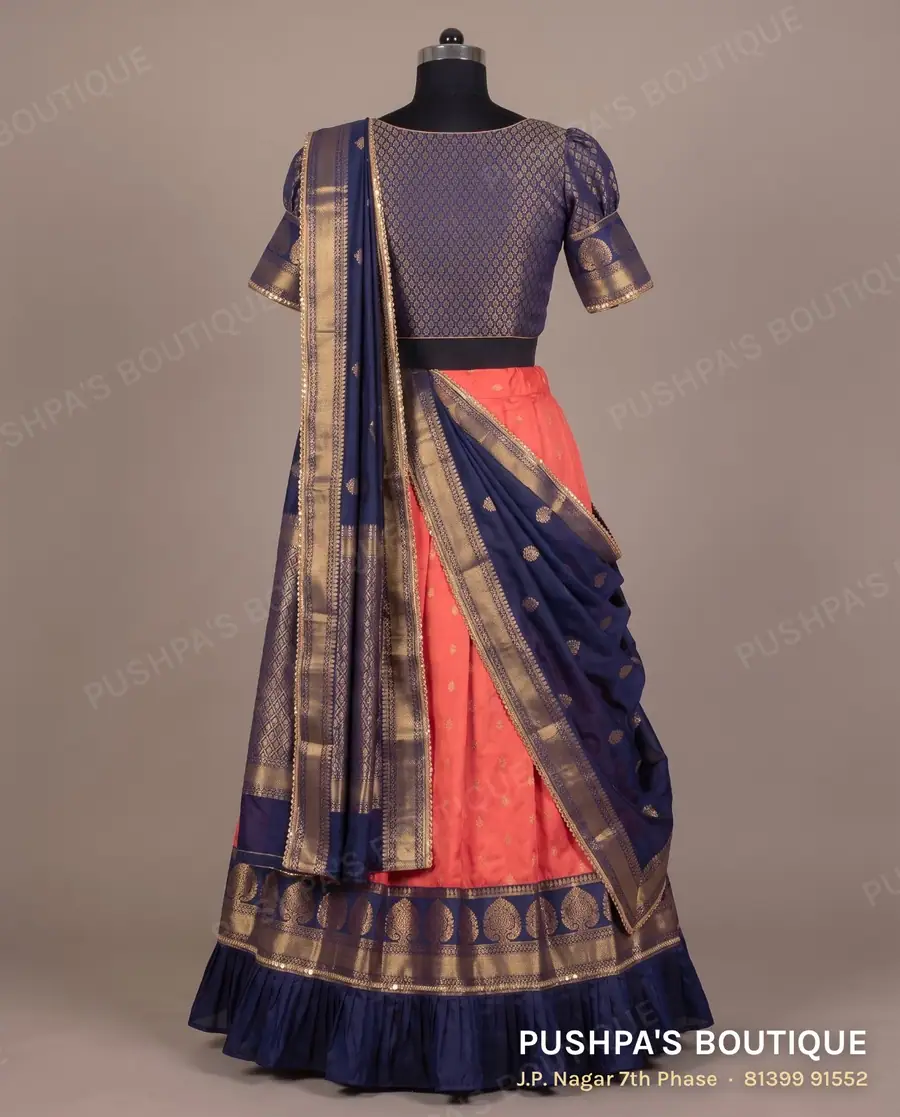 Langa davani (half saree) PB-356, boat neck, puff sleeve, photo 2