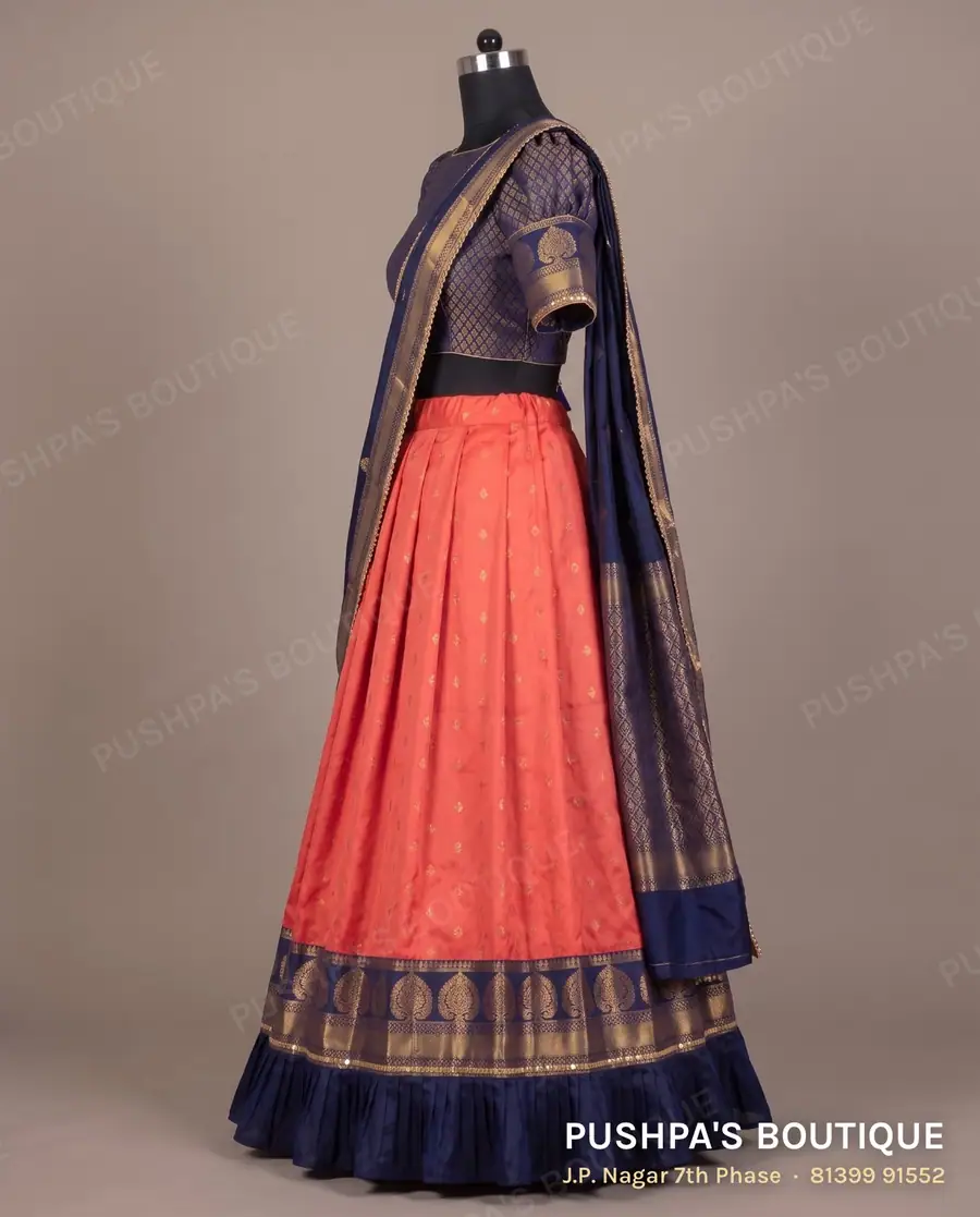 Langa davani (half saree) PB-356, boat neck, puff sleeve, photo 3