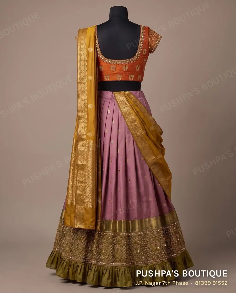 Langa davani (half saree) PB-357, square neck, cap sleeve, photo 2