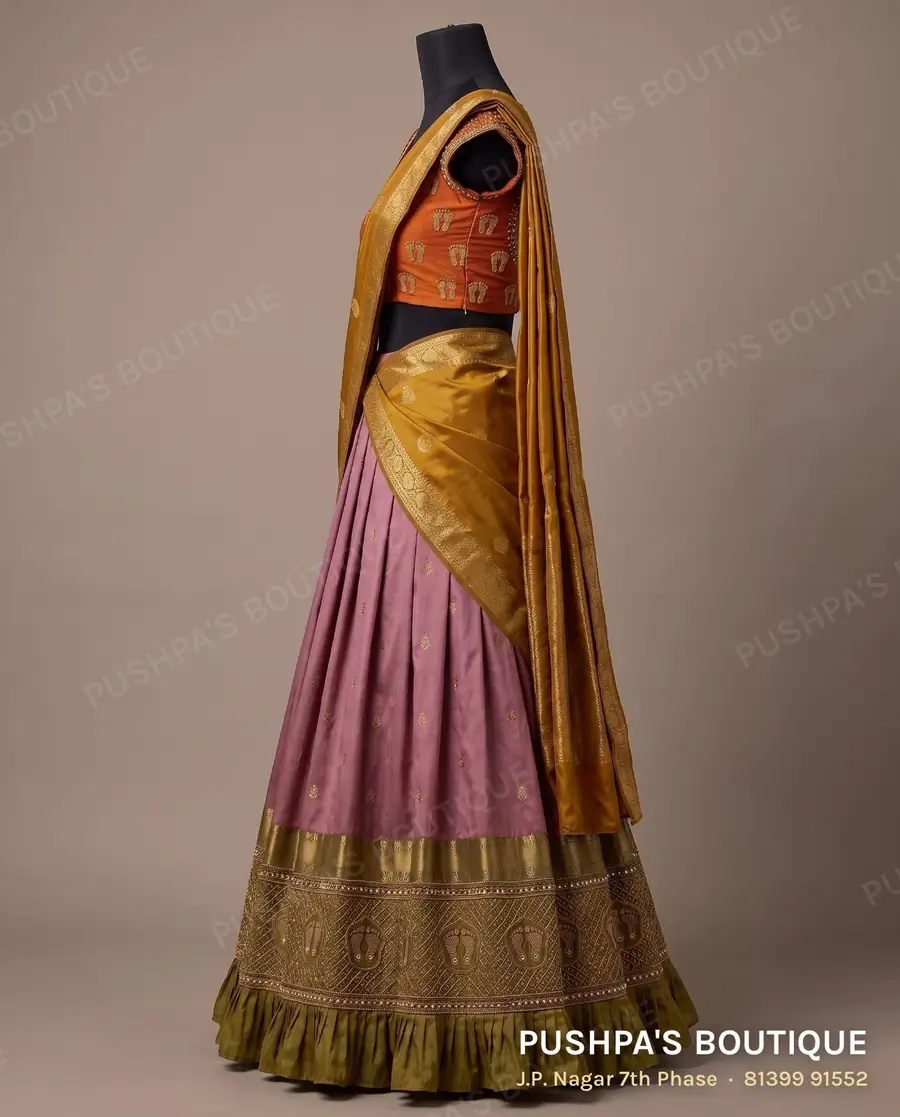 Langa davani (half saree) PB-357, square neck, cap sleeve, photo 3