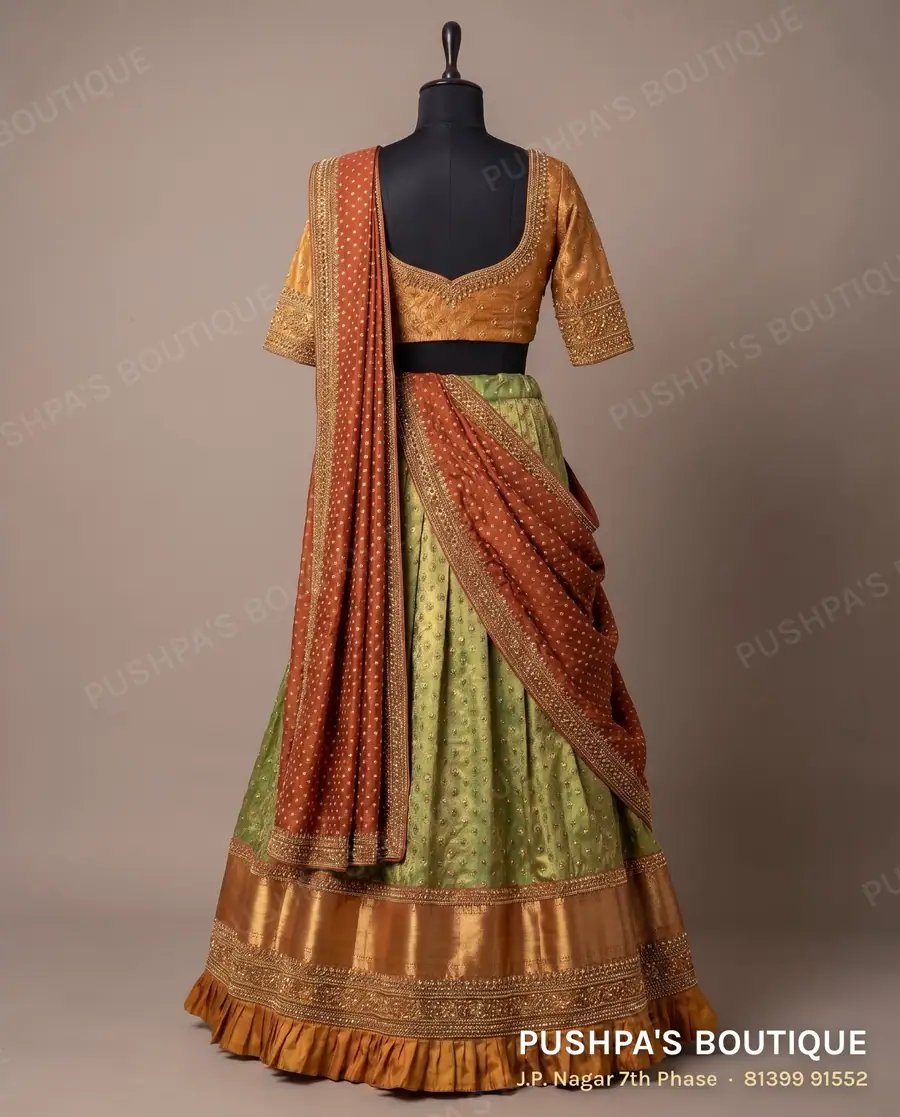 Langa davani (half saree) PB-358, sweetheart neck, three quarter sleeve, photo 2
