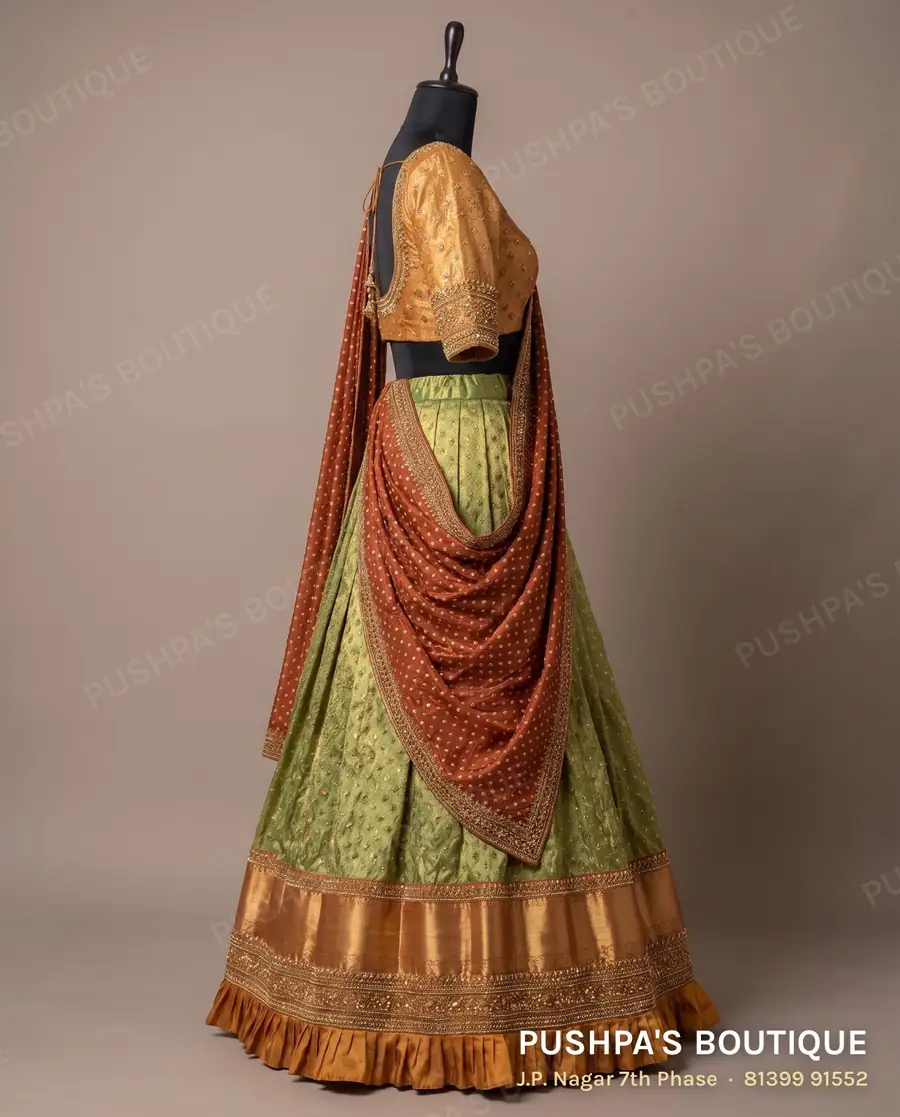 Langa davani (half saree) PB-358, sweetheart neck, three quarter sleeve, photo 3
