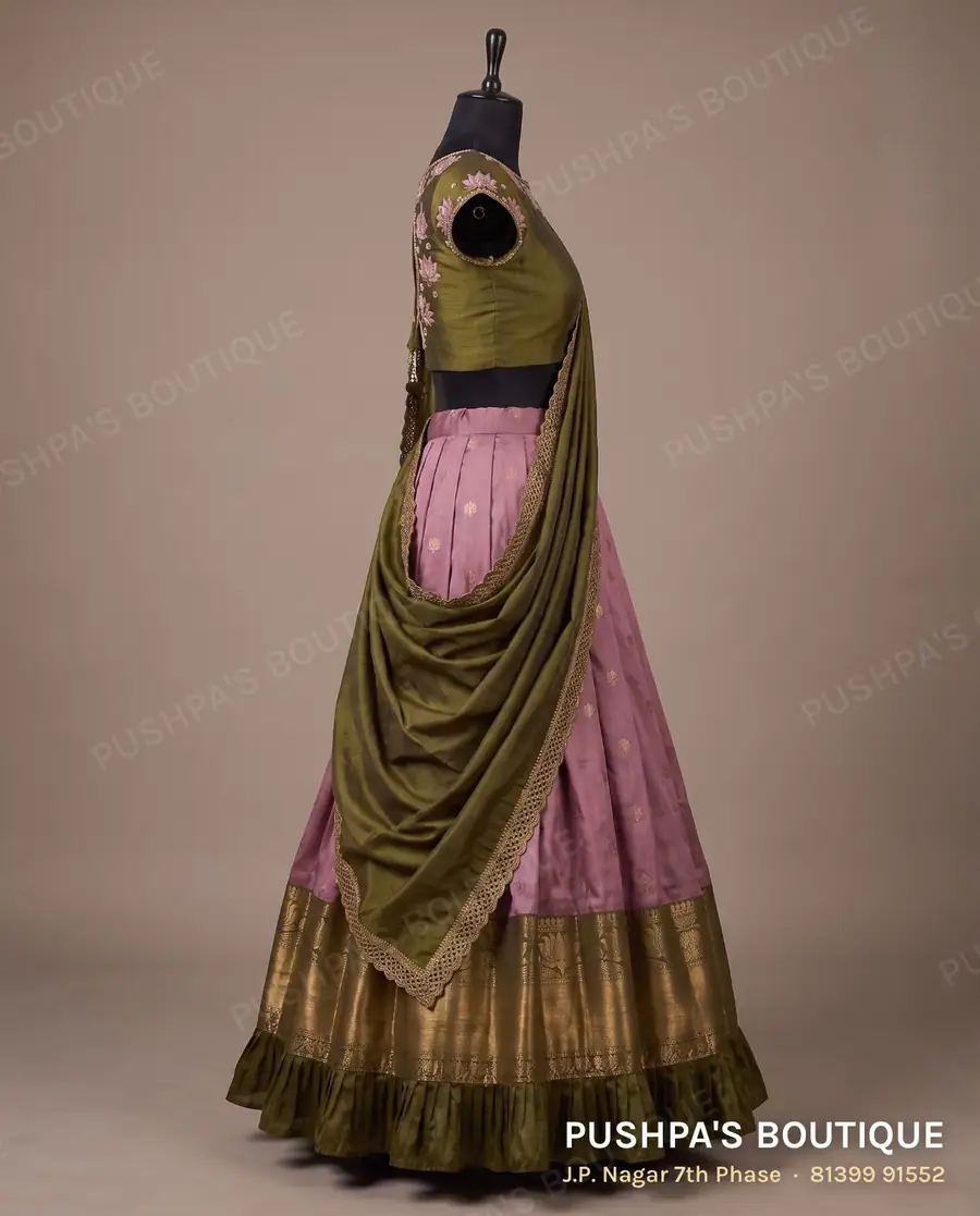 Langa davani (half saree) PB-359, boat neck, cap sleeve, photo 3