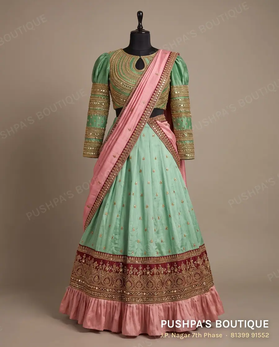 Langa davani (half saree) PB-360, puff sleeve