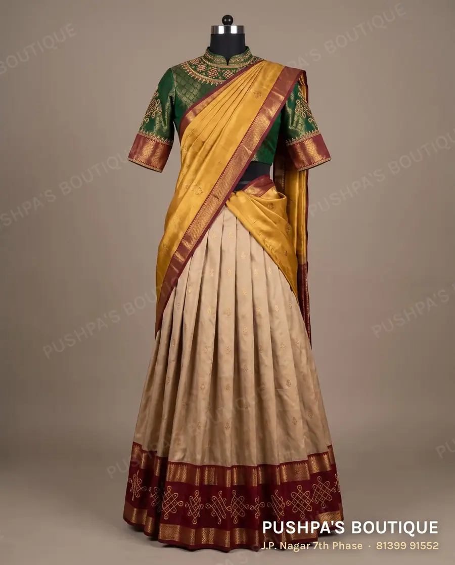 Langa davani (half saree) PB-362, high neck, elbow sleeve