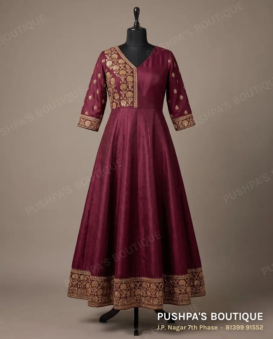 Gown PB-364, V neck, three quarter sleeve