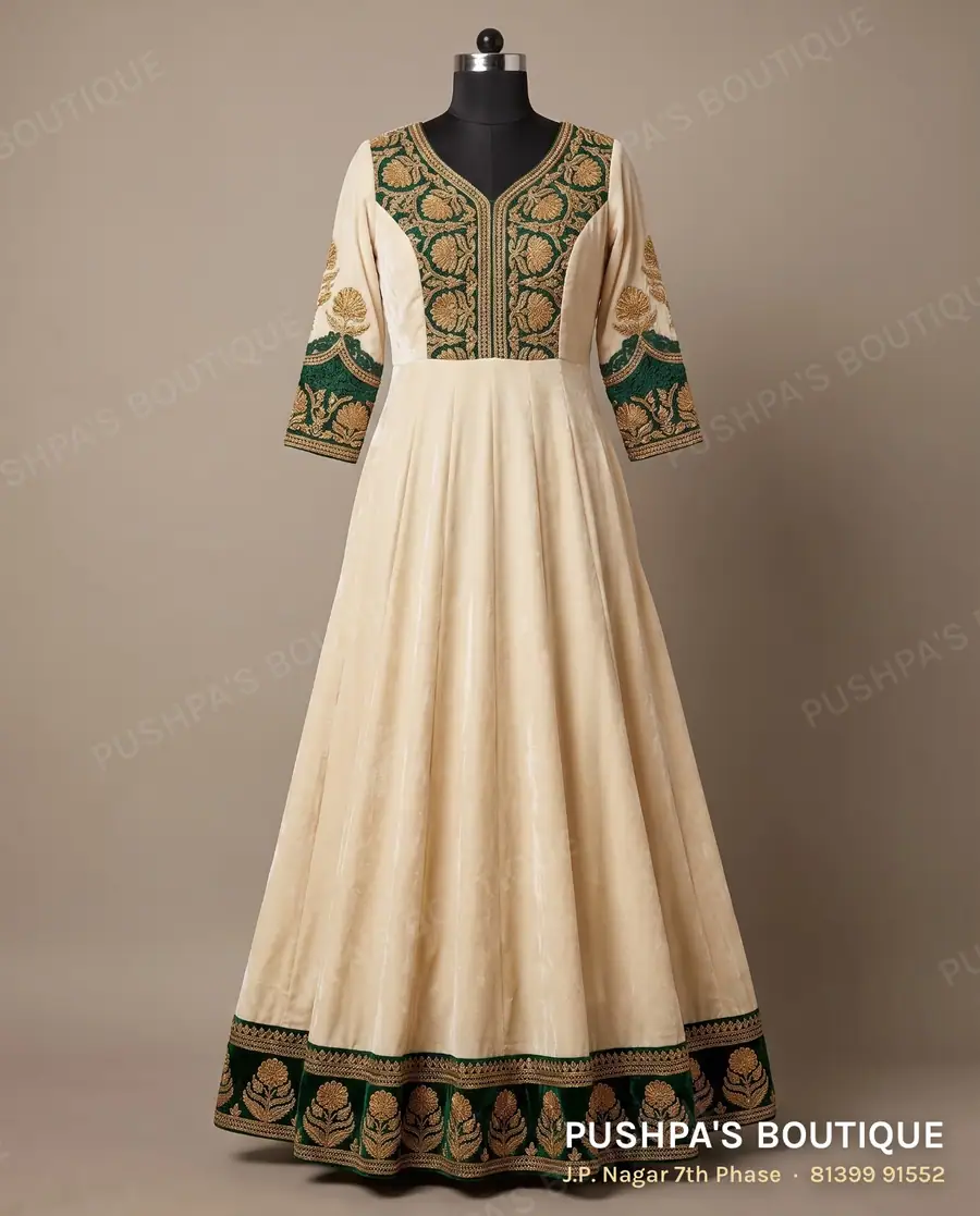 Gown PB-365, V neck, three quarter sleeve