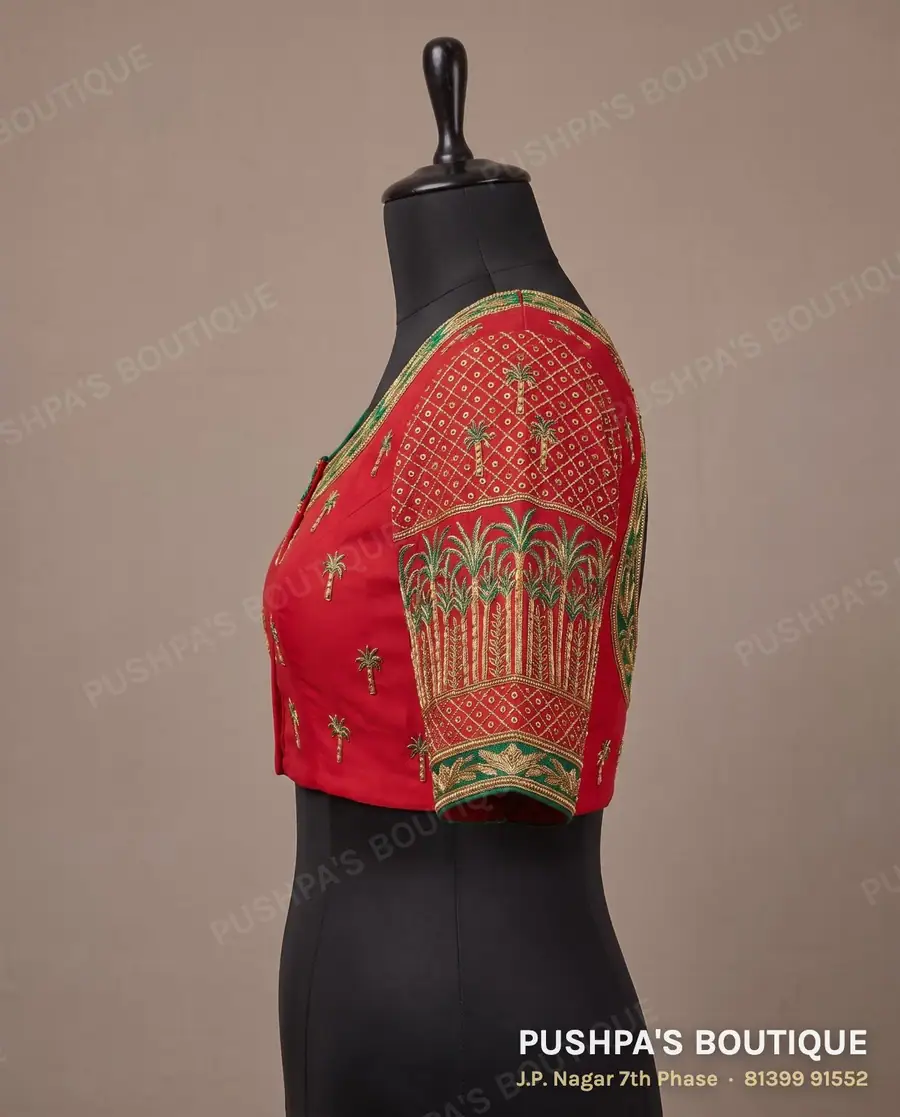 Designer blouse PB-373, round neck, button back, three quarter sleeve, photo 3