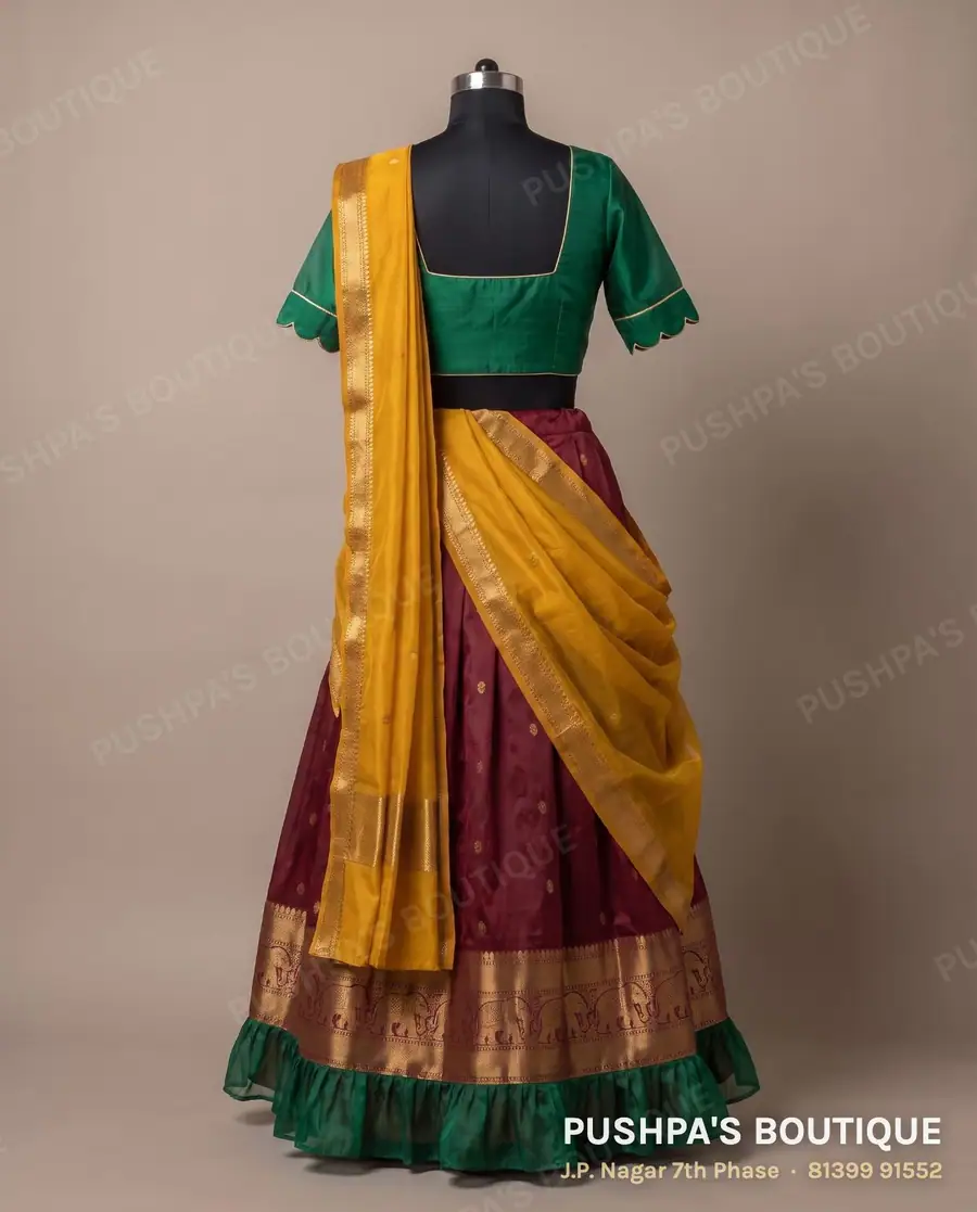 Langa davani (half saree) PB-379, square neck, short sleeve, photo 2