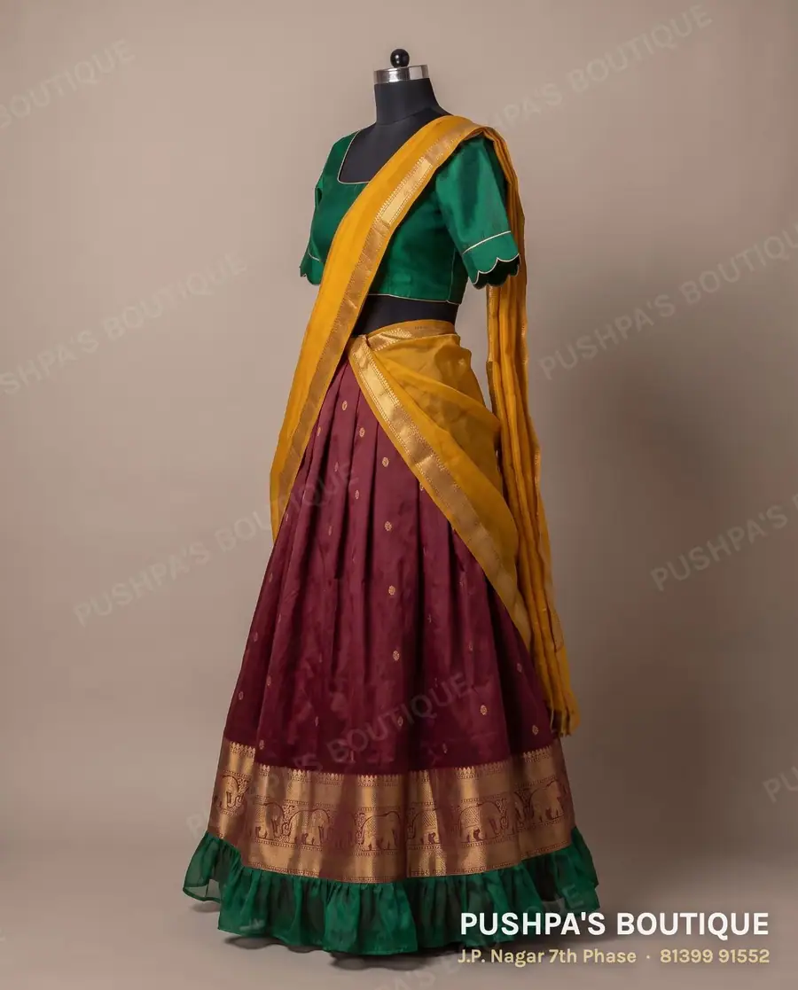 Langa davani (half saree) PB-379, square neck, short sleeve, photo 3