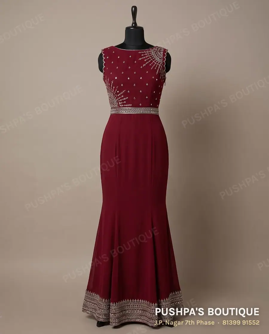 Gown PB-381, boat neck, sleeveless