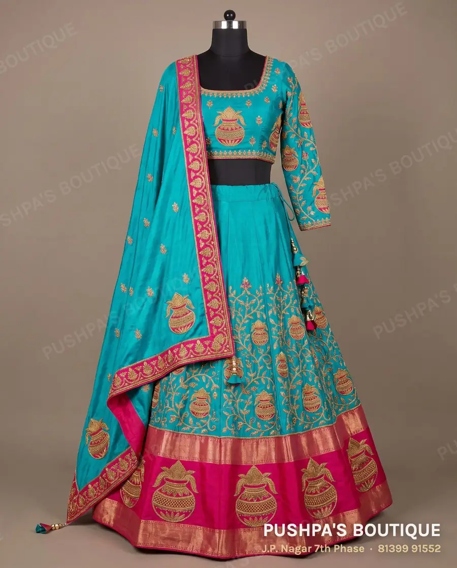 Langa davani (half saree) PB-386, square neck, full sleeve
