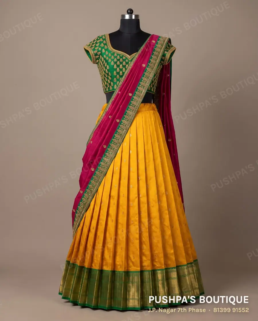 Langa davani (half saree) PB-387, sweetheart neck, cap sleeve