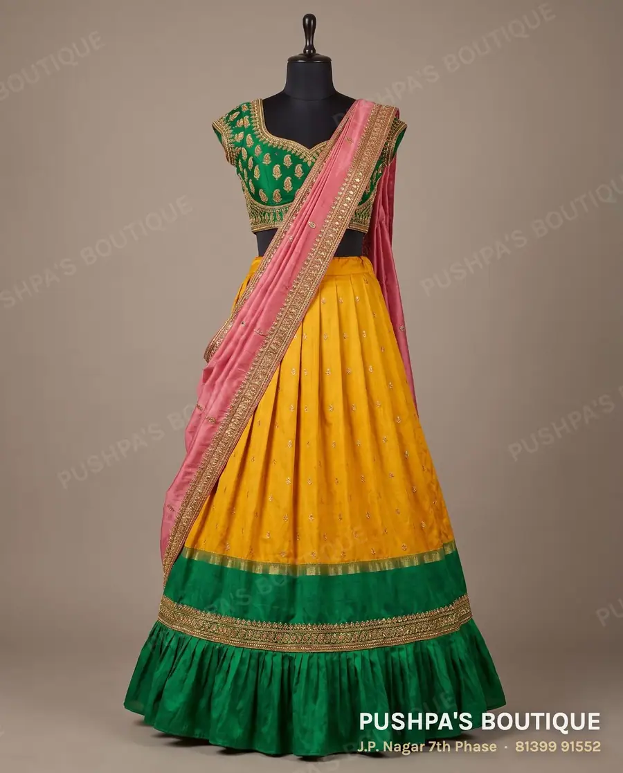 Langa davani (half saree) PB-389, sweetheart neck, cap sleeve