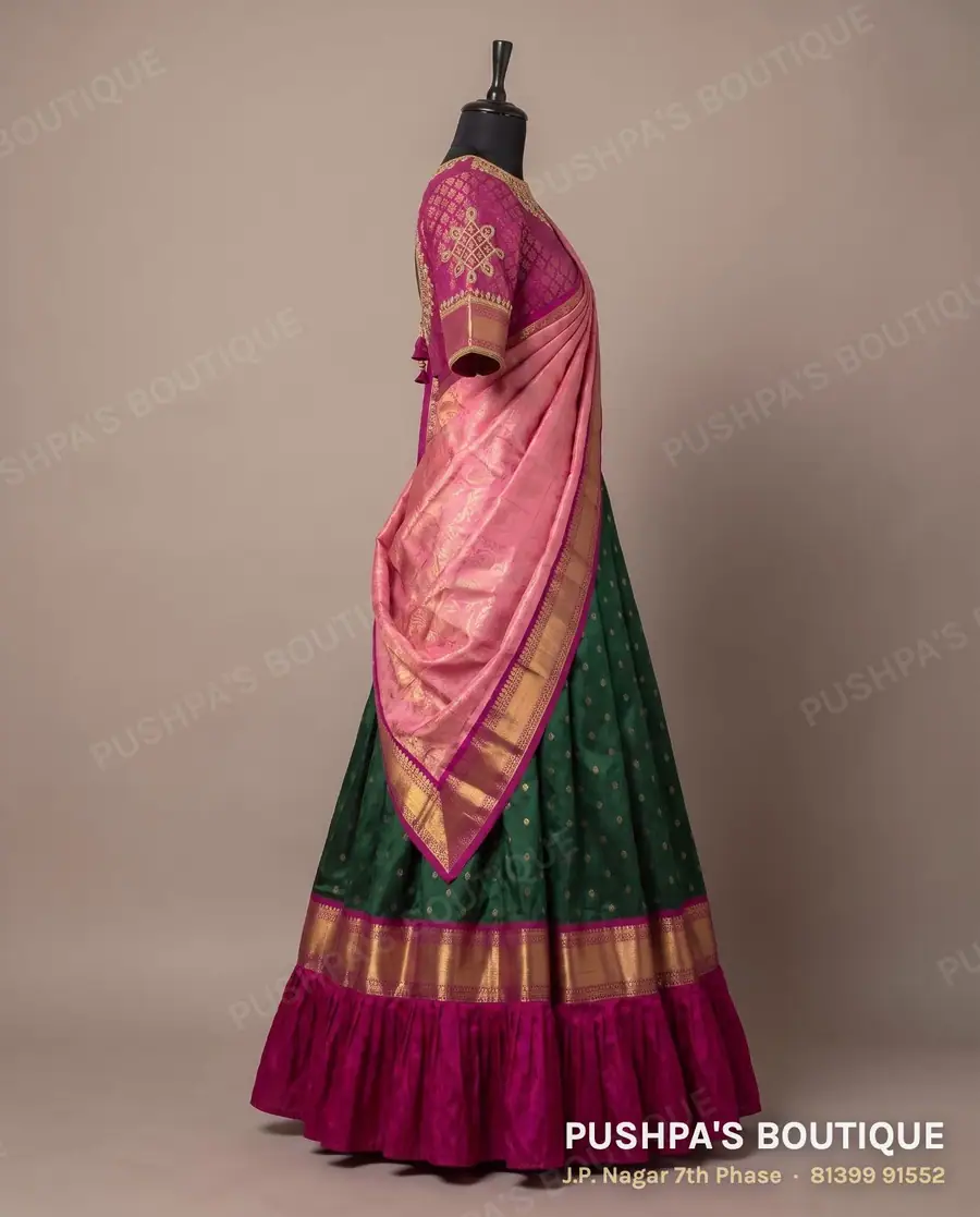 Langa davani (half saree) PB-391, high neck, elbow sleeve, photo 3
