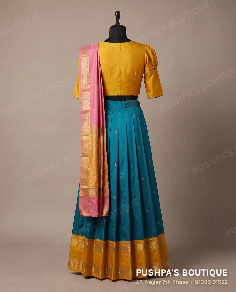 Langa davani (half saree) PB-393, round neck, puff sleeve, photo 2