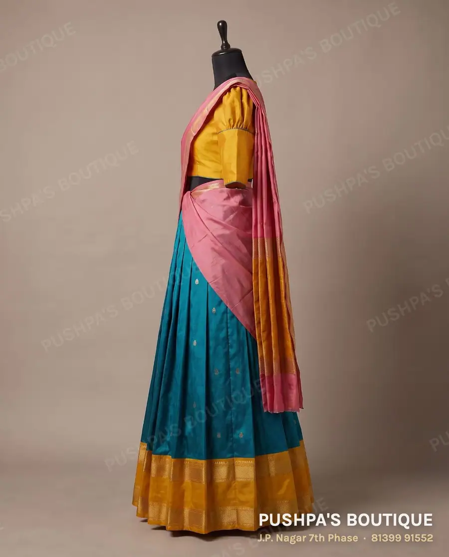 Langa davani (half saree) PB-393, round neck, puff sleeve, photo 3